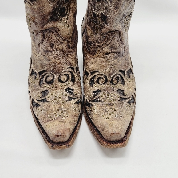 Corral Western women's boots color brown floral detail size 8.5 - Picture 4 of 10